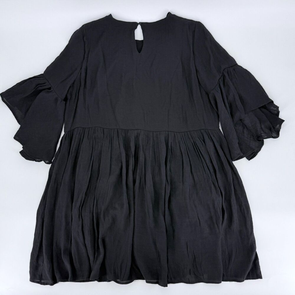 Boho Embroidered Babydoll Dress Black Cottagecore Flowy Fairy Style S - Picture 3 of 16